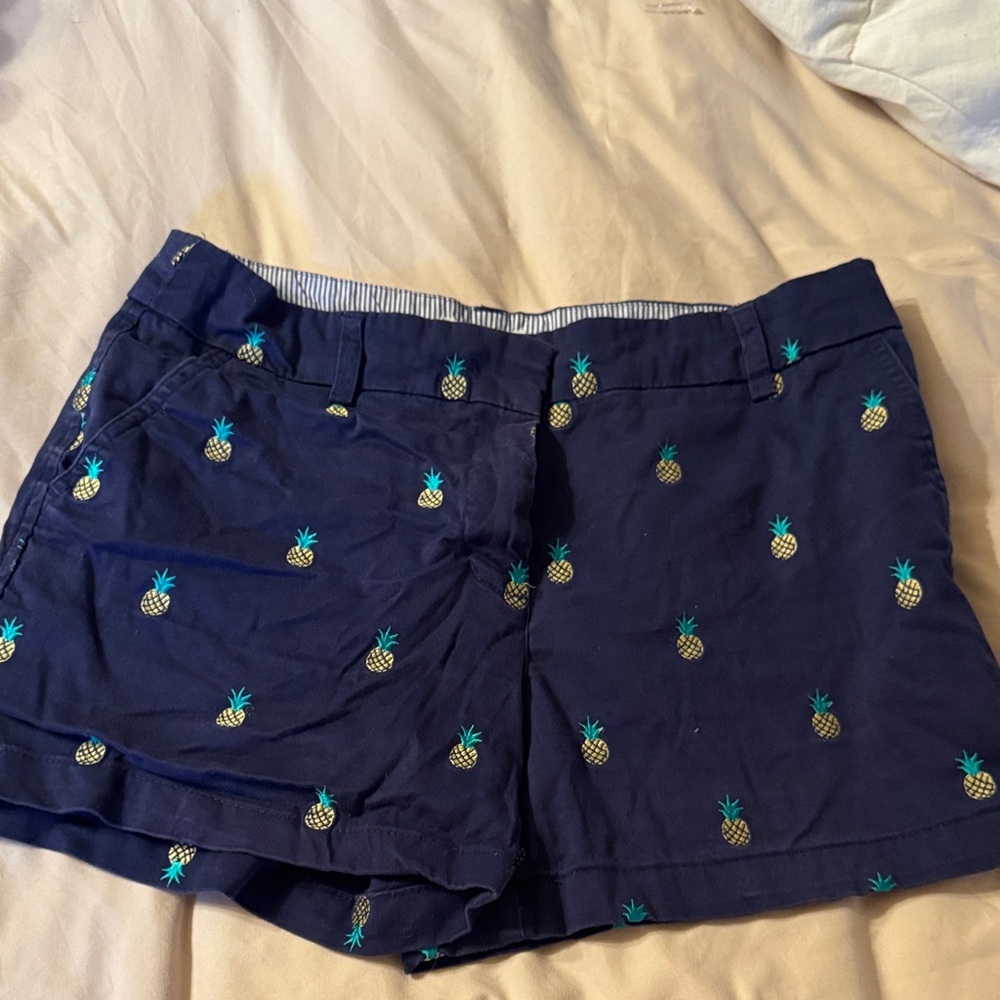 Cambridge Dry Goods Navy Pineapple Embroidered Shorts